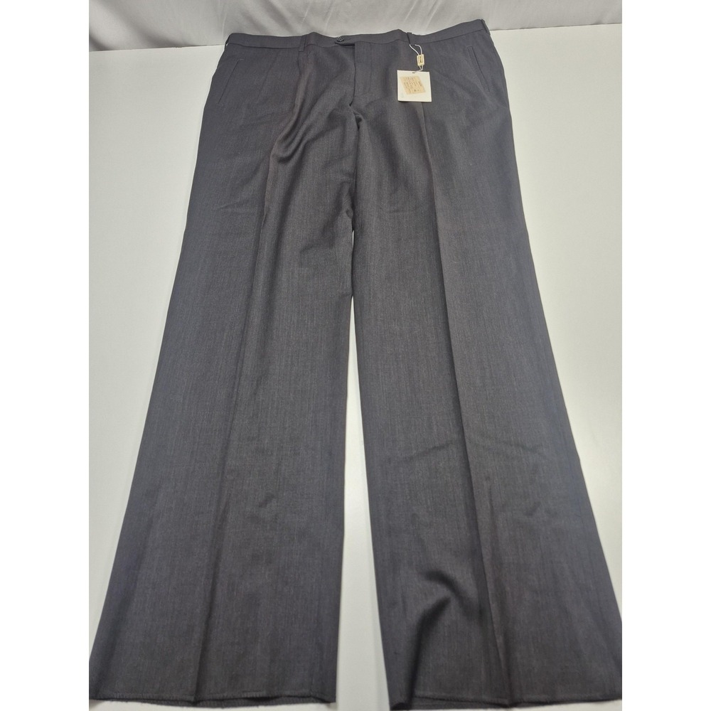 Manzini Dress Pants Mens 36x36 Charcoal Gray Super 120s Wool Pleated Italy NWT